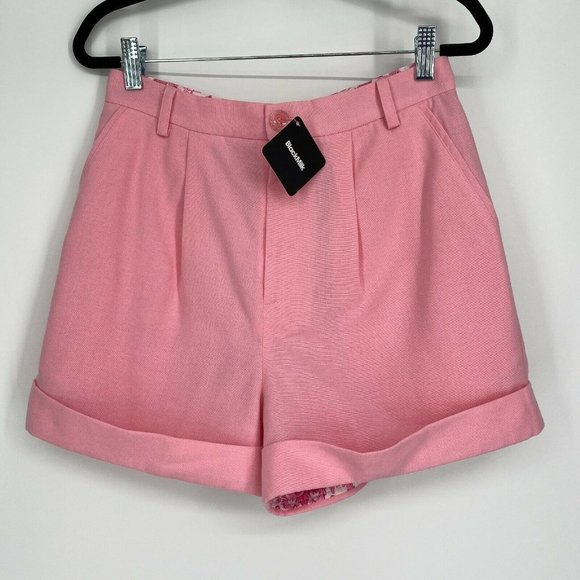 Blackmilk Pants - NEW BlackMilk Strawberry Pink Shorts Women's Size 10 High Rise Cuffed Hem Casual